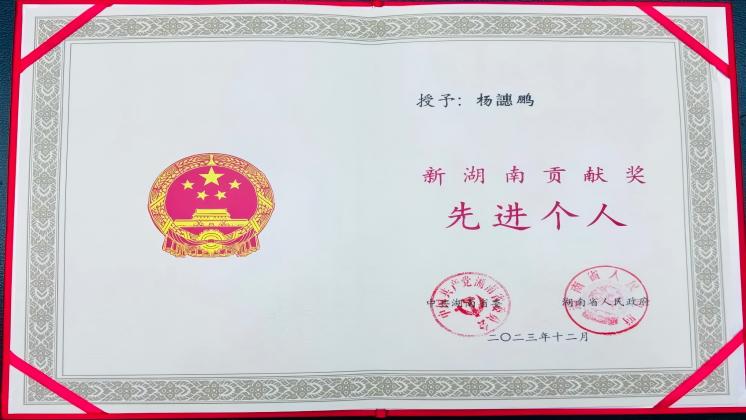炬神電子董事長楊譓鵬榮獲“新湖南貢獻(xiàn)獎-先進個人”殊榮